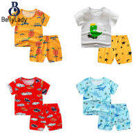 2pcs/set Kids Summer Suit Cartoon Printing Short Sleeves Round Neck T-shirt Shorts Set For Boys Girls【fast】