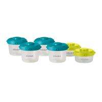 BEABA Set of 6 Clip Portions - 1st age/60ml + 120ml (assorted colors NEON/BLUE)