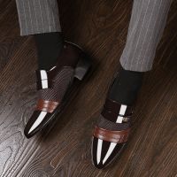 HOT★ขนาดใหญ่ผู้ชายรองเท้าหนัง Breathable Pointed Toe ธุรกิจ Oxfords สไตล์อังกฤษรองเท้า Zapatos De Hombre De Vestir