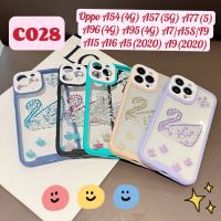 เคสขอบสีหลังใสC028รุ่นใหม่OppoA9 2020 A5 2020 A54(4G) A77(5G) A96(4G) A16 A16 A7/A5S A57(5G) A95(4G)เคสติดมุกรูปหงษ์สวยๆ