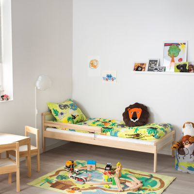 โปร ดี๊ ดี !!  เตียงเด็ก เตียงเสริมลูก SNIGLAR สนิกลาร์ โครงเตียงและระแนงพื้นเตียง, ไม้บีช 70x160 ซม. เตียง เด็ก IKEA