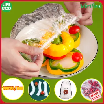 100Pcs/bag Disposable Food Cover Kitchen Refrigerator Fruit Food Protection  Dustproof Bowls Cups Caps Bag,Plastic Elastic Bowl Covers Reusable, Plasti