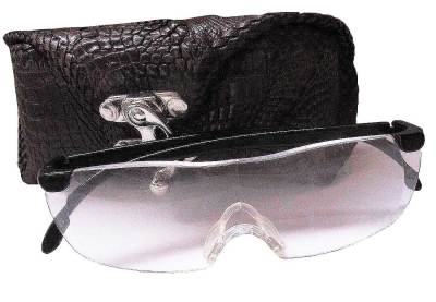 มีไก่ปืนปิดกระเป๋า หนังจระเข้แท้ กล่องใส่แว่นตา ปกป้องแว่นสายตา หรือแว่นกันแดด สีน้ำตาล