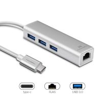 【Be worth】 The Auto Zone USB 3.0 Type C ไปยังอะแดปเตอร์เครือข่ายอีเธอร์เน็ต1000 Mbps RJ45 USB-C พร้อม3พอร์ต Usb 3.0แยก Usb สำหรับ MacBook Pro