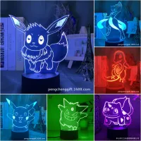 【LZ】♟✙№  Bonito pokemon pikachu anime figuras 3d led night light modelo brinquedos crianças cama quarto decoração presente de aniversário presentes de natal para crianças