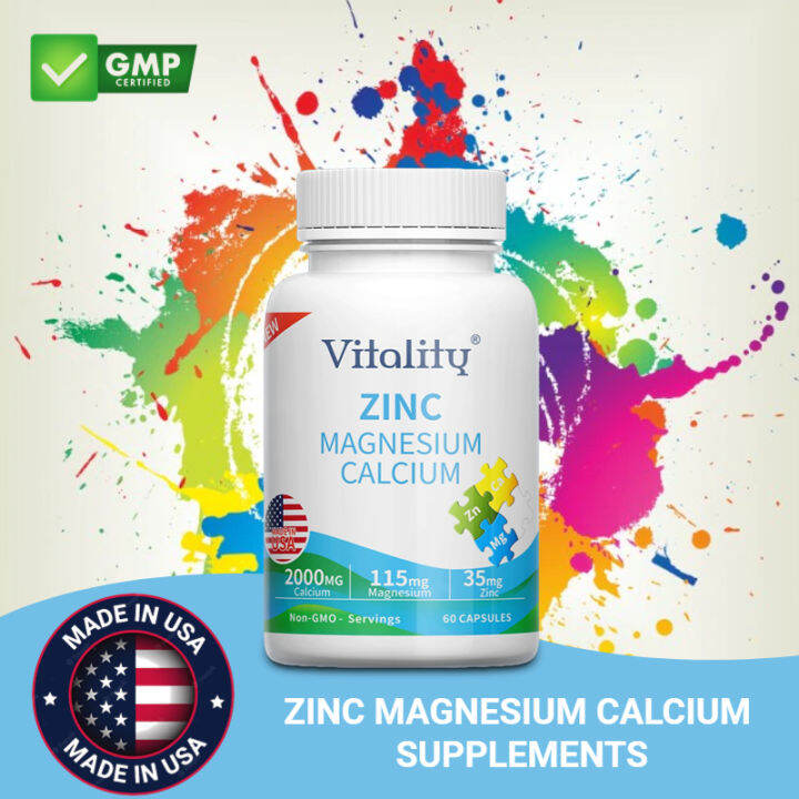 Calcium Magnesium Zinc Capsules, Immunity and Support Bone Health ...
