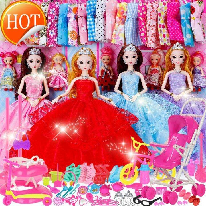 Barbie doll Changing Barbie doll big gift box family princess wedding ...