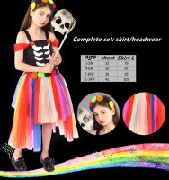 halloween costumes for kids gril Rainbow skeleton Scary witch vampire cosplay child fancy dress up Carnival suit christmas