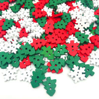 100 ชิ้นคริสต์มาสปุ่มไม้ Xmas Tree Snowflake ถุงมือรูปเย็บปุ่มสำหรับ DIY เสื้อผ้าหัตถกรรมใหม่ปี Handmade Decor-Mumie