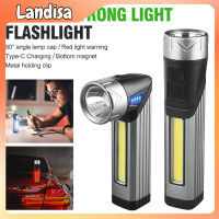 Portable Led Work Light With 60 Degree Rotatable Head 7 Levels Usb Rechargeable Powerful Flashlight Torch