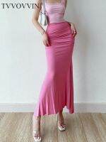 【CC】 TVVOVVIN Design Of Pleated Fishtail Skirt Waist Wrap Hip Hot Korean CVP5