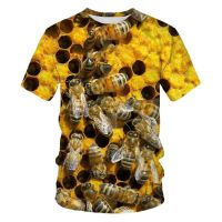 Honey Bee Print T Shirt For Men Summer Hip Hop Harajuku Short Sleeve Tops Fashion Casual O-neck Oversized T-Shirts Mens Clothes