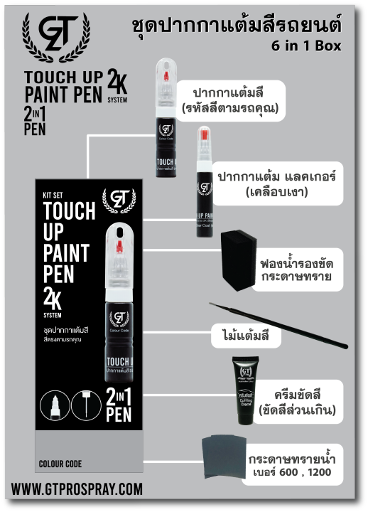 ปากกาแต้มสีรถยนต์-isuzu-gt-pro-แบบชุดพร้อมทำ-touch-up-paint-pen-อิซูซุ