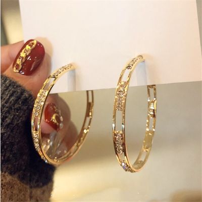 【YP】 FYUAN Round Hoop Earrings for Rhinestones Statement Jewelry Gifts