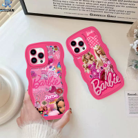 เคส Rixuan เข้ากันได้กับ iPhone 11 12 14 13 Pro Max XR 7Plus IPhoneX XS Max iPhone 6s 7 8 Plus 6 Plus SE 2020เคสขอบลอนรูปการ์ตูนแฟชั่นสีชมพูน่ารักเจ้าหญิงบาร์บี้เด็กผู้หญิงวัยรุ่น