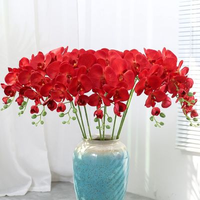 [COD] 9 phalaenopsis artificial flowers hotel home wedding decoration fake flower potted arrangement green plant wholesale