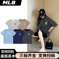 มอร์♦❣MLB เสื้อยืดแขนสั้นผ้าปักลาย NY Yankees เชิ้ตคู่รักแบบลำลองสำหรับกีฬาผ้าคอตตอนทรงหลวมแบรนด์พิมพ์ตัวอักษร