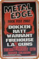 Dokken/ratt/warrant/la Guns Denver 2002โปสเตอร์เพลงป้ายดีบุกโลหะวินเทจตกแต่งผนังทันสมัยสำหรับสำนักงานห้องนอนบ้านบ้านติดกำแพงห้อง8X12นิ้ว