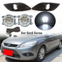 LED halogen fog lights for Ford Focus sedan 2009-2011 fog light headlight covers fog lamps frame Grille Harness switch wires kit