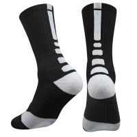 1 Pairs Men Socks Striped Elite Socks Sport Basketball Socks Absorbs Sweat Mid-Calf socks Men Professional Thicken Breathable Socks