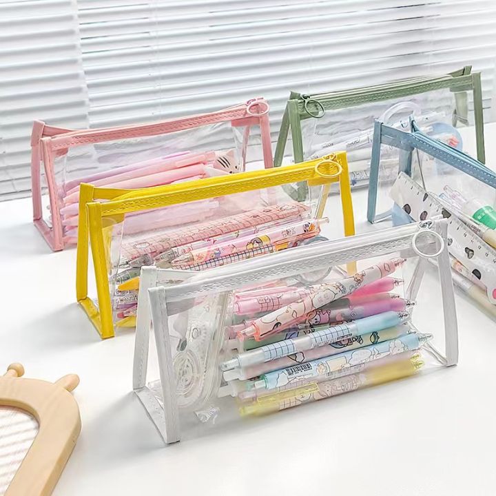 bv-amp-bv-พร้อมส่งในไทย-d06-pencil-bag-กระเป๋าดินสอ-กระเป๋าดินสอ-กระเป๋าแบบใส-ใส่แล้วเห็นของข้างใน-large-capacity-transparent-pencil-case-cute