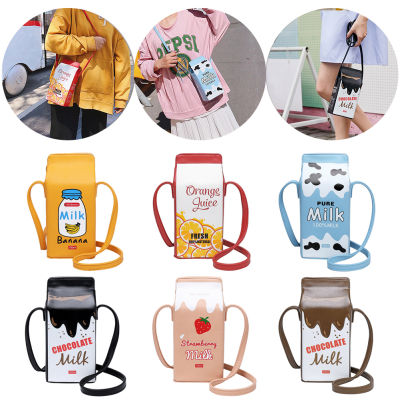 Creative Shoulder Crossbody Bag Banana Milk Box Leather Women Shoulder Bags Cartoon Printed Designer Small for Lady Girls