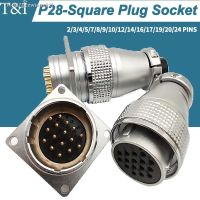 ┅◆ P28 Aviation Square Plug Socket Connector-Circular Butt Joint Male and Female.2/3/4/5/7/10/12/14/16/19/20/24 Pin P28K2Q PLS28