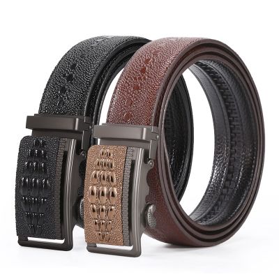 Belt Mens Genuine Leather Pure Cowhide Crocodile Pattern Business Luxury Automatic