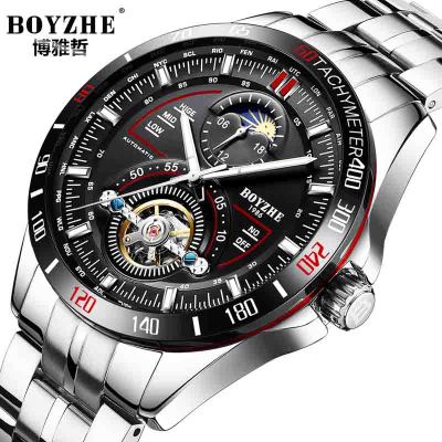 ⌚BOYZHE ใหม่เอี่ยมนาฬิกาข้อมือกลไกผู้ชาย,นาฬิกาข้อมืออัตโนมัติสแตนเลสสำหรับธุรกิจกันน้ำ Reloj Automatico De Hombre