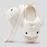 ✵✸ Shark Slippers 2023 New Women Slippers Summer Four Seasons Couples Linen Slippers Soft Soled Bedroom Home Floor Slippers