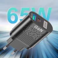 เครื่องชาร์จ GaN 65W USB ชาร์จเร็ว QC 3.0 Type C สำหรับ IPhone 14 S21 13 Eu/us อะแดปเตอร์ติดผนัง