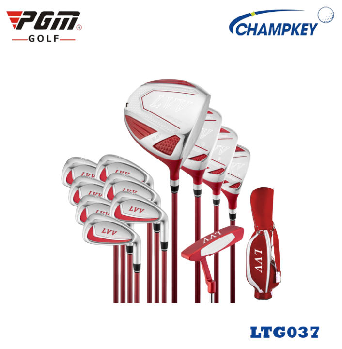 champkey-ชุดไม้กอล์ฟครบชุดผู้หญิง-สีแดง-pgm-ก้าน-graphite-ltg037-fullset-women-drive-golf-clubs-with-golf-bag