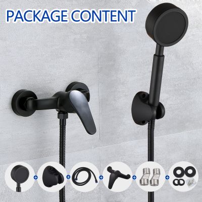 Bathroom Shower System Faucet set Matte Black Bath Faucet Mixer Tap With Hand Shower Head Hot Cold Set Wall Mounted Shower Set