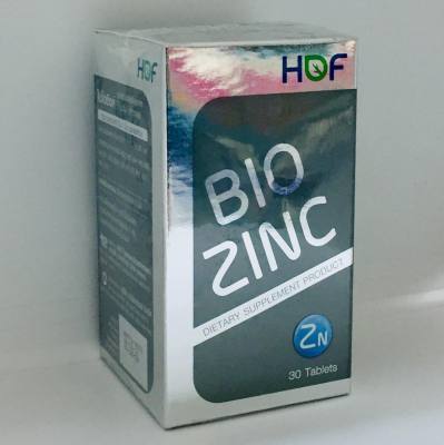 ผลิตภัณฑ์เสริมอาหาร ไบโอ ซิงค์ ตรา ฮอฟ [ 30 เม็ด ][ HOF BIO ZINC 30 tablets ][ ซิงค์ อะมิโนแอซิต คีแลต 20% 75 มก. ] ช่วย ลดสิวอักเสบ บำรุงผม และ เล็บ [ exp 06/2024 ]