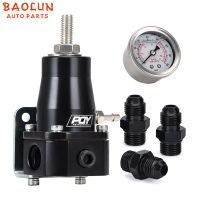 BAOLUN Universal Aluminum 30-70 PSI Car Fuel Pressure Regulator Gauge 3 AN6 Fitting 3 Washers Kit