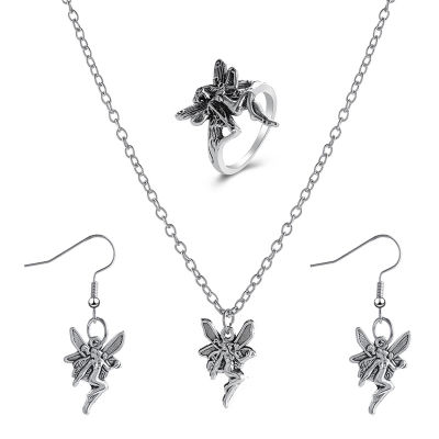 Vintage Fairycore Pendant Necklace Gothic Jewelry Sets Fairy Grunge Accessories Dangle Earrings Fidget Ring Cool Stuff Cheap