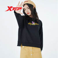 Xtep เสื้อสเวตเตอร์ถักแบบสวมหัวคอเสื้อแขนยาวลำลองอเนกประสงค์ของผู้หญิง879328920216