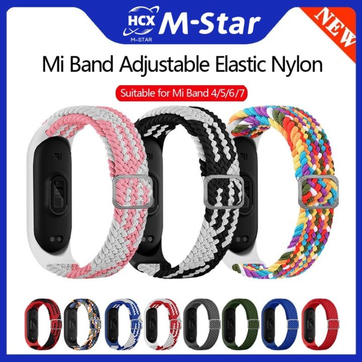 Strap for Mi band 6 bracelet Elastic adjustable Nylon Braided