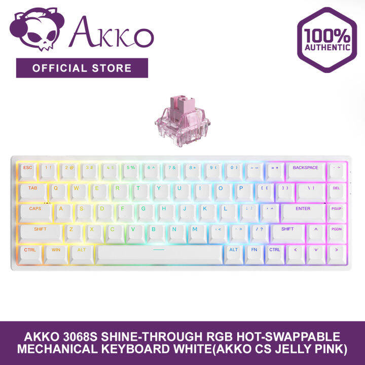 Akko 3068S Shine-Through RGB Hot-Swappable Mechanical Keyboard White ...