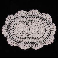 [ร้อน XZLQWLOSX 554] ทรงโครเชต์มือดอกไม้ผ้าปูโต๊ะ Doily สีเบจโต๊ะลูกไม้ Doilies โต๊ะผ้าฝ้าย