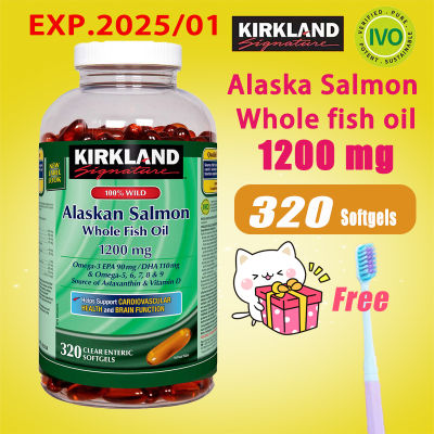 Kirkland Wild Alaskan  Salmon Fish Oil 1200mg (320 Softgels) Fish Oil