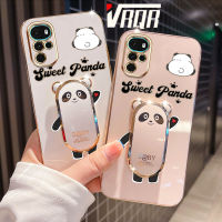 VRQR สำหรับ Motorola MOTO G22 6DStraight Edge ชุบที่บังน้ำแข็งลายแพนด้ายืนนุ่มหรูหราคุณภาพสูงเคสโทรศัพท์