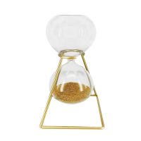 Creative Golden Hourglass Ornament with rack Desktop Artwork Relax Decorative Glass for Living Room Decor