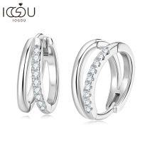 IOGOU 100 ของแท้ Moissanite ต่างหูห่วงคู่สำหรับผู้หญิงเงินแท้925ใหม่ในอินเทรนด์2022หมั้นเครื่องประดับของขวัญ