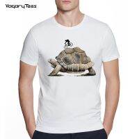 MenS Creative Bikepacking With Aldabra Giant Tortoise Print Short Sleeve T-Shirt Hipster O-Neck Design Tops Cool Desgin Tee