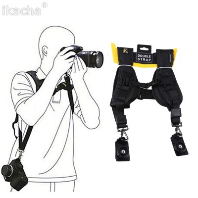 【แนว】สายคล้องไหล่กล้องคู่สีดำการปรับสายรัดสลิงอย่างรวดเร็วสำหรับกล้อง Canon Nikon Sony 2สายรัด DSLR ดิจิตอล