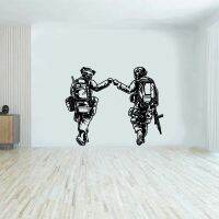 Soldiers Fist Bump Patriotic War Wall Sticker Decal Soldiers Bothers Army Weapon Gun Living Room Bedroom Vinyl Home Decor Cables  Converters