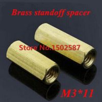 M3 * 11ทองเหลืองหกเหลี่ยม Standoff Spacer Double-Pass คอลัมน์ M3หญิง X M3ตัวเมีย11มม. จำนวน200ชิ้น