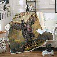 2023 HX Knights Templar Blanket Some Angels Called To Battle 3D Printed Throw Blanket For Beds Double Layer Keep Warm Plush Quilt