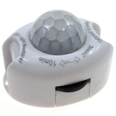 PIR Infrared Motion Sensor Detector DC5-24V Auto on Off Timer Switch Home LED Light Body PIR Motion Sensor Lamp(White)